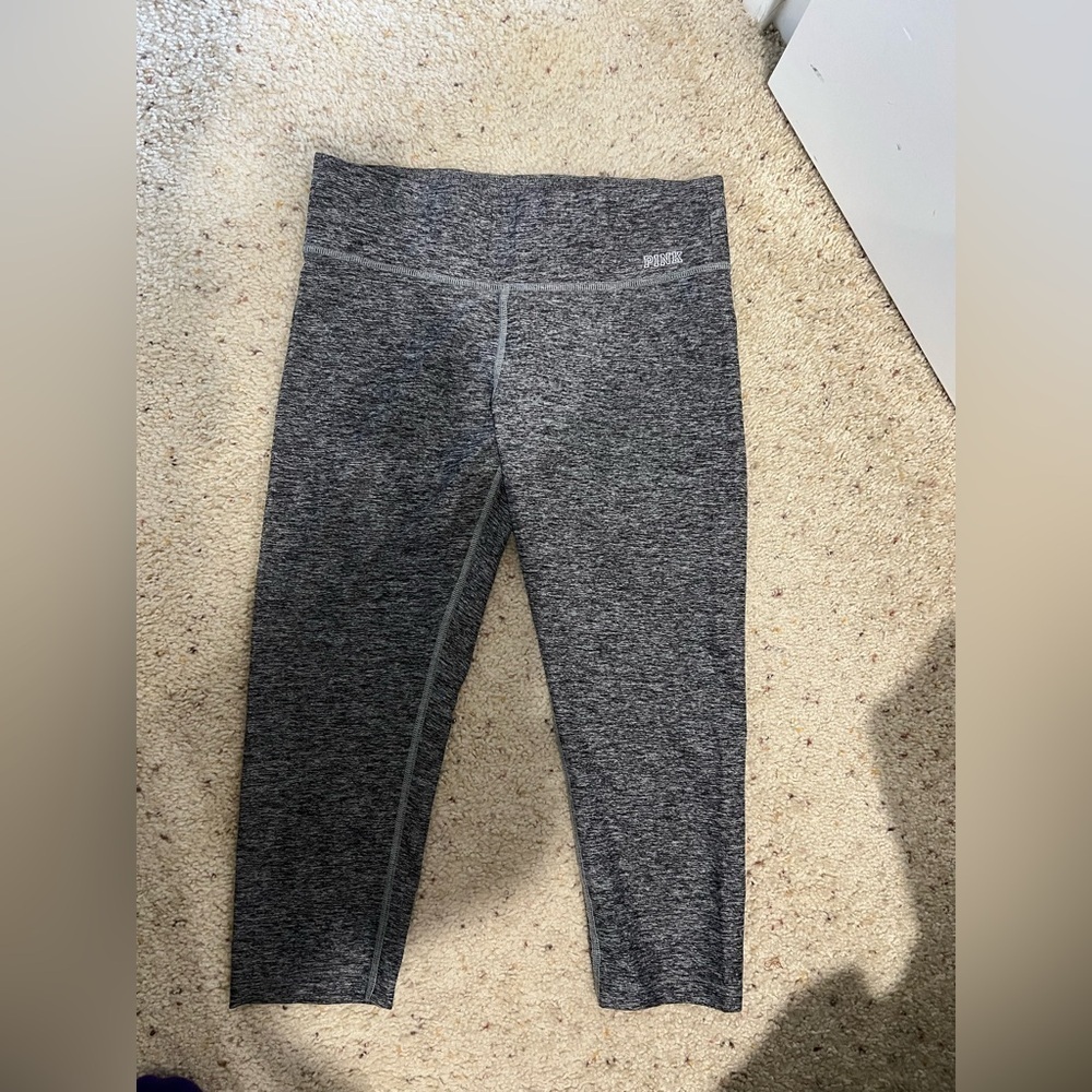 VS Victoria Secret‎ grey heather crop Capri leggings PINK ultimate yoga S small